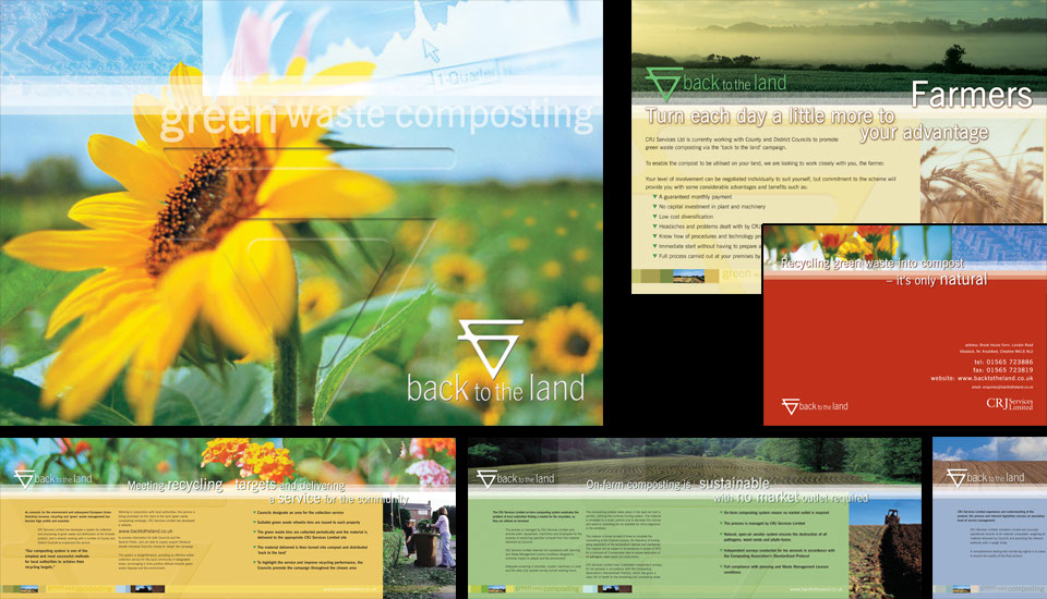 CRJ Services, Back To The Land brochure, leaflets and website designed by Don Allen, Sense Not Logic
